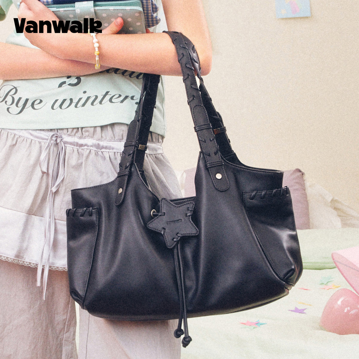 กระเป๋าสะพายไหล่หนังนุ่ม VANWALK รุ่น Cocoa Pie Series Y2K V3106