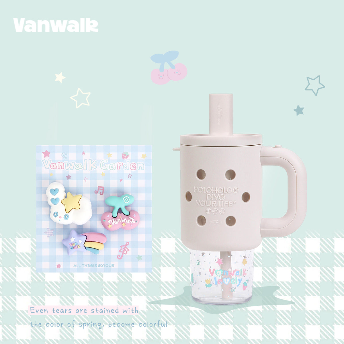 Vanwalk سلسلة كوكوبي زجاجة مياه لطيفة سعة 800ml k714