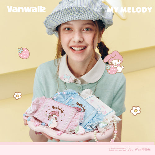 VANWALK 三麗鷗系列美樂蒂荷葉邊拉鍊零錢包 VS106