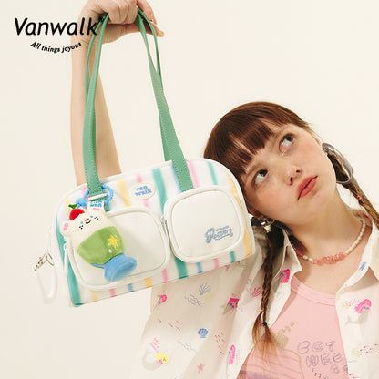 Vanwalk กระเป๋าสะพายไหล่ ชาในฤดูร้อนบ่ายกันน้ำ V2629