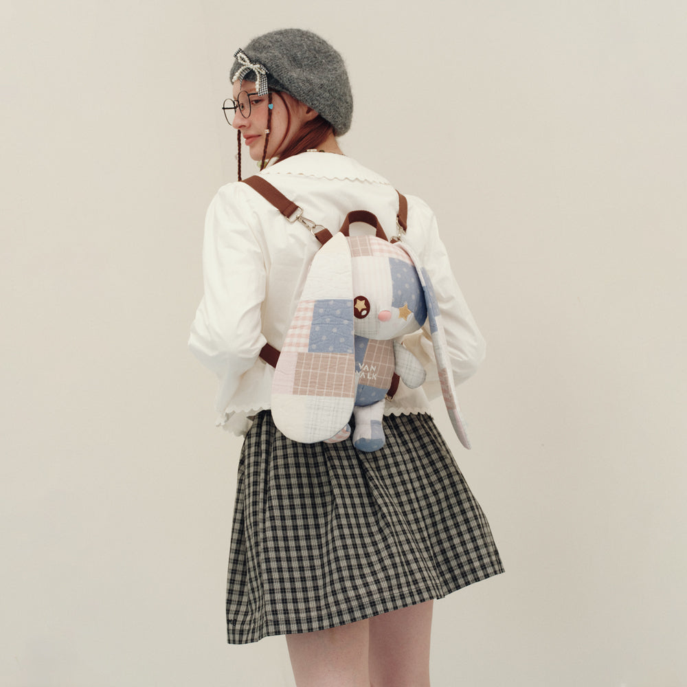 VANWALK Planner House Series Cute Patchwork Lop-eared Rabbit Backpack v3028
