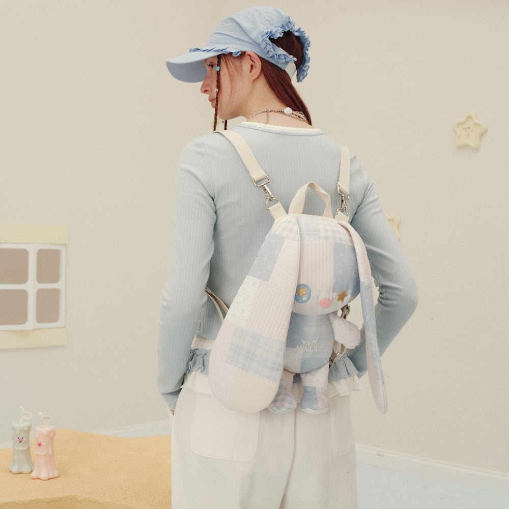 VANWALK Planner House Series Cute Patchwork Lop-eared Rabbit Backpack v3028