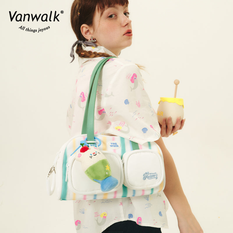 Vanwalk กระเป๋าสะพายไหล่ ชาในฤดูร้อนบ่ายกันน้ำ V2629