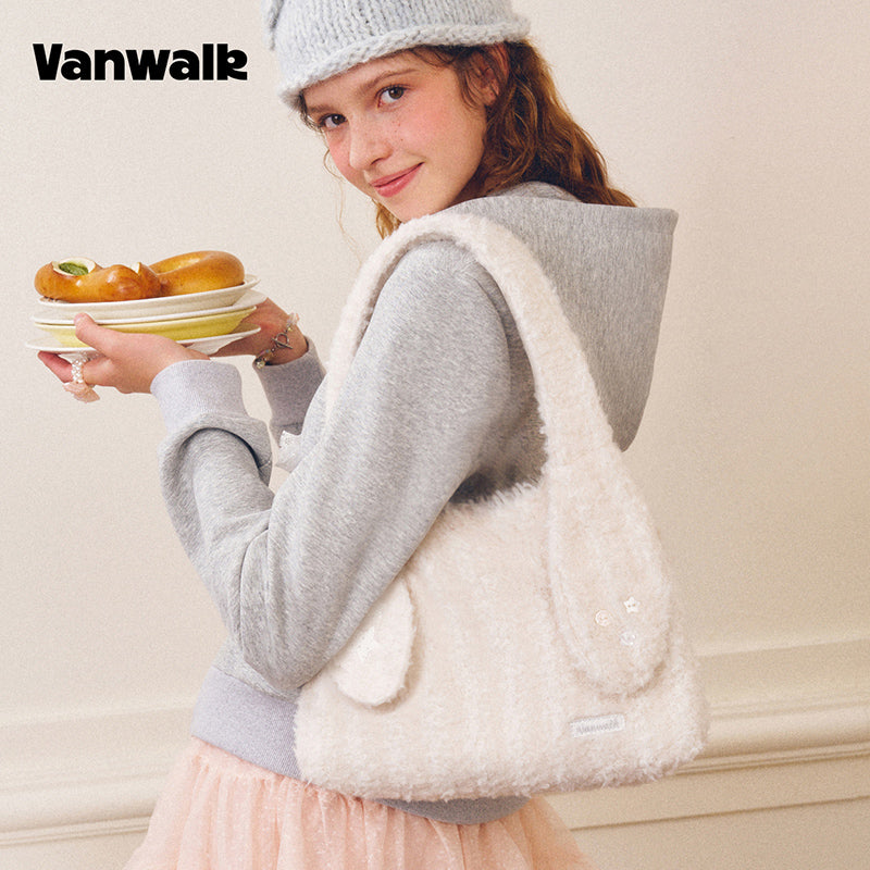 VANWALK Cocoa Pie Series Coquette Mahabang Hawakang Shoulder Bag na may Taingang Kuneho V3108