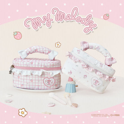 กระเป๋าเครื่องสำอางลายตารางน่ารักโบว์ซีรีส์ Sanrio Vanwalk VS109