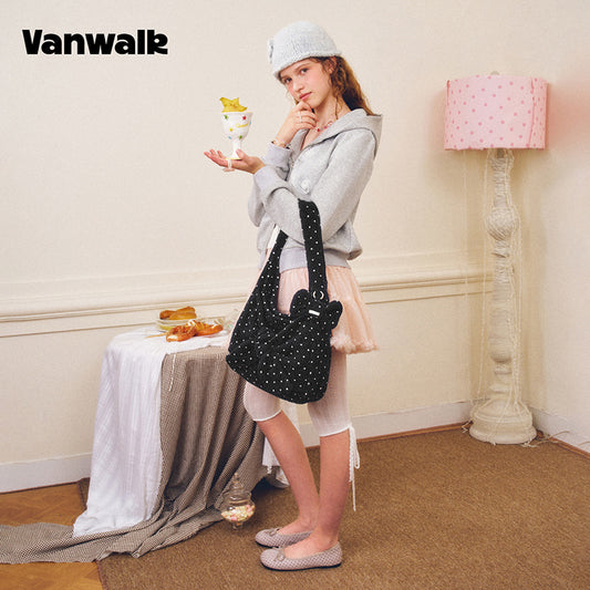 VANWALK 可可派系列甜美大蝴蝶結波點單肩流浪包 V3107