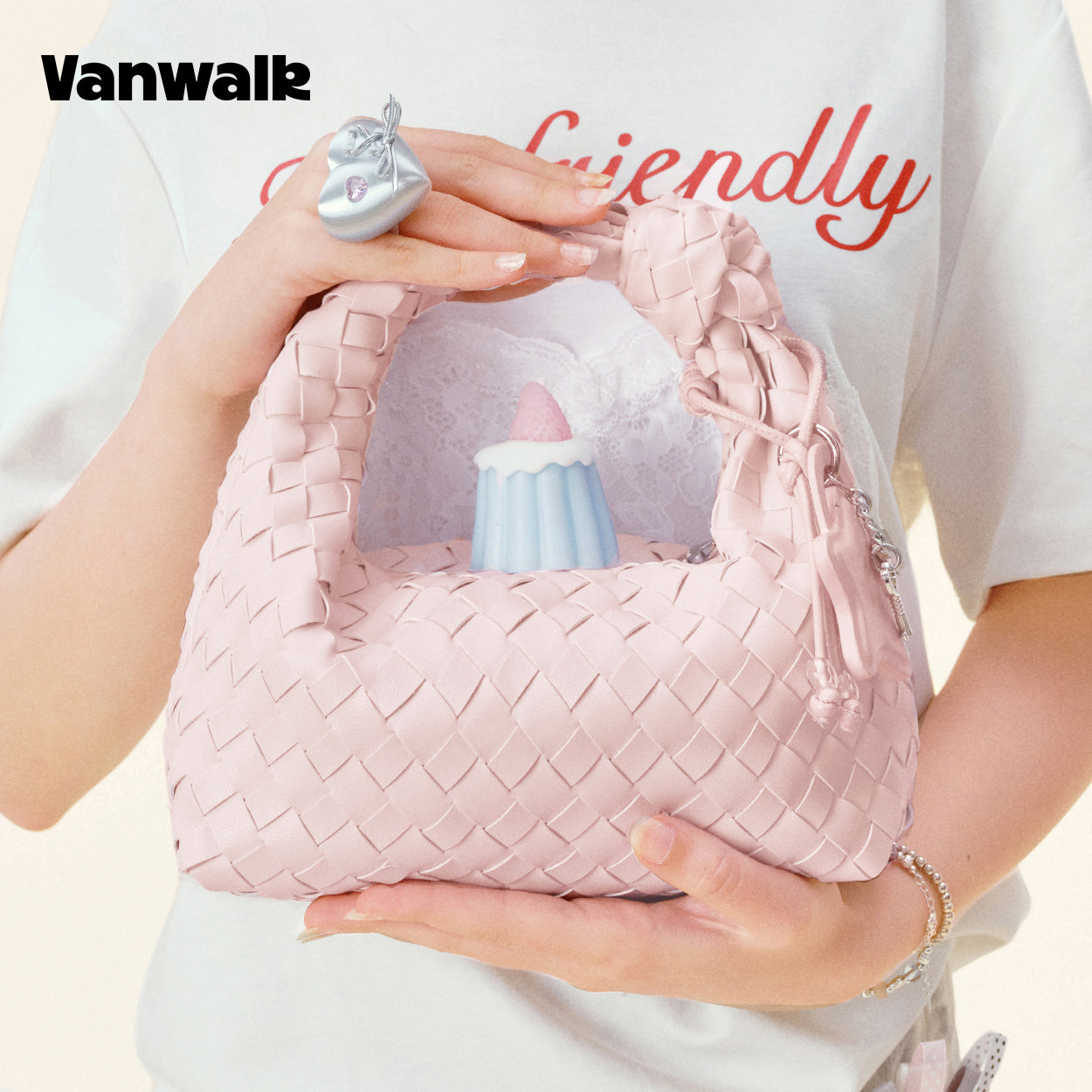 Vanwalk Woven-Texture Knot Embossed Leathe Handbag V3081