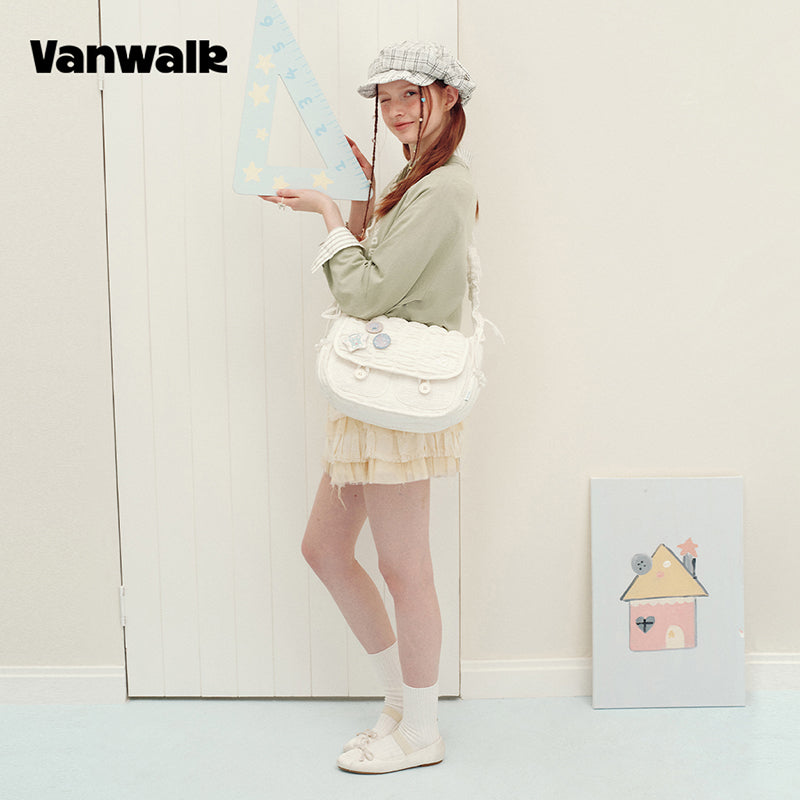 กระเป๋าสะพายไหล่ขนาดเล็ก VANWALK รุ่น Gulugulu Series Original Star ลายรูดาว ทำจากหนัง PU รุ่น V3051