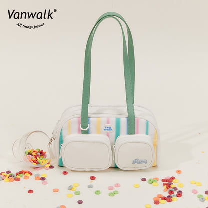 Vanwalk กระเป๋าสะพายไหล่ ชาในฤดูร้อนบ่ายกันน้ำ V2629