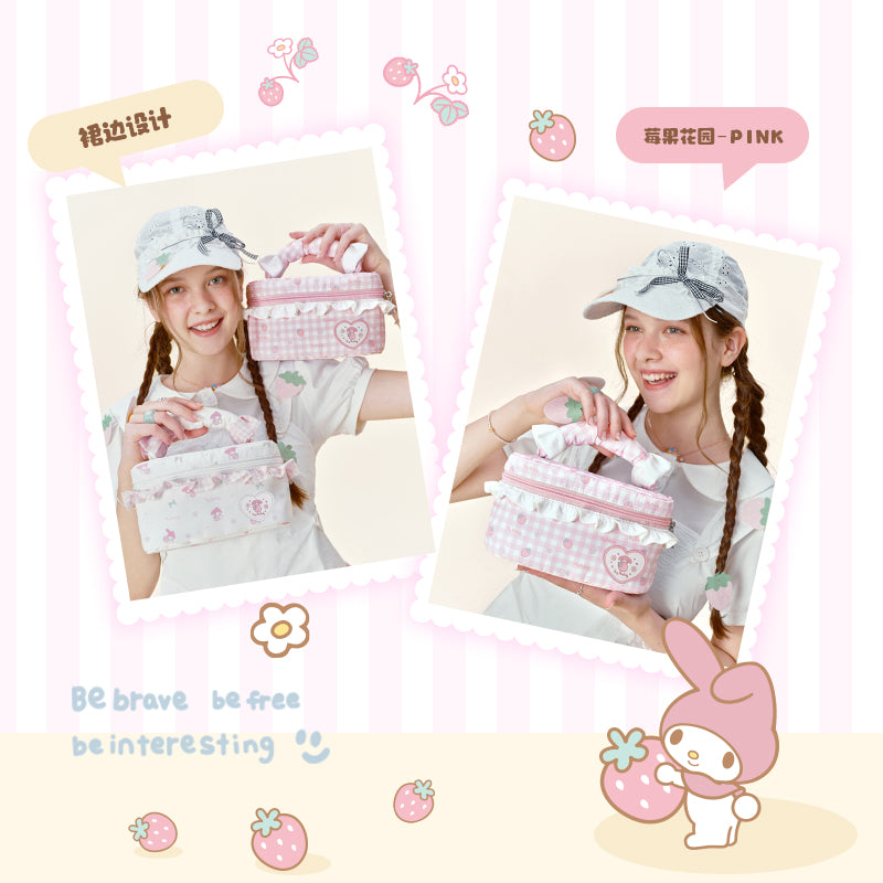กระเป๋าเครื่องสำอางลายตารางน่ารักโบว์ซีรีส์ Sanrio Vanwalk VS109