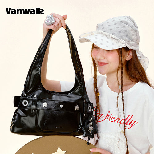 กระเป๋าสะพายไหล่ขนาดเล็ก VANWALK รุ่น Gulugulu Series Original Star ลายรูดาว ทำจากหนัง PU รุ่น V3051