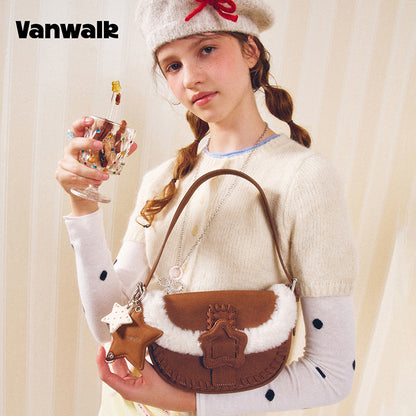 VANWALK 可可派系列經典毛絨原創設計單肩包 V3094