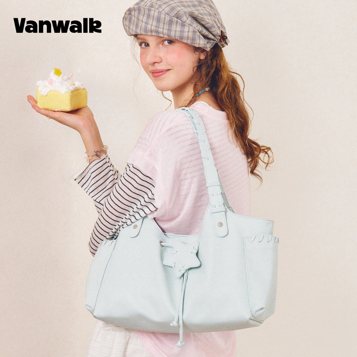 กระเป๋าสะพายไหล่หนังนุ่ม VANWALK รุ่น Cocoa Pie Series Y2K V3106
