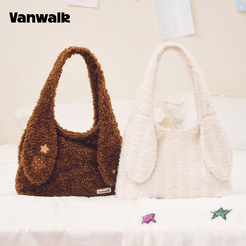 VANWALK Cocoa Pie Series Coquette Mahabang Hawakang Shoulder Bag na may Taingang Kuneho V3108