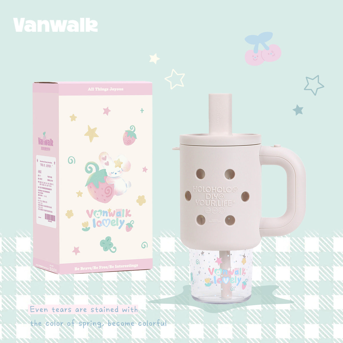 Vanwalk سلسلة كوكوبي زجاجة مياه لطيفة سعة 800ml k714