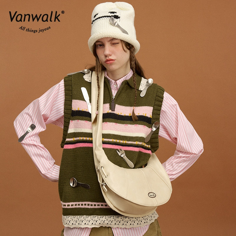 Vanwalk กระเป๋าสะพายข้างแฟชั่นรูปพิซซ่า V2857