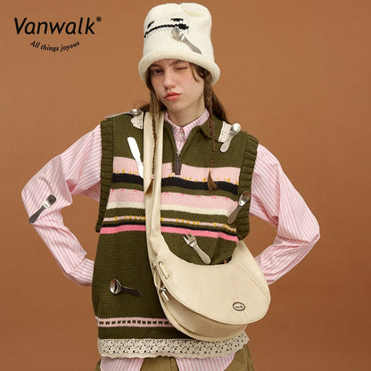Vanwalk กระเป๋าสะพายข้างแฟชั่นรูปพิซซ่า V2857
