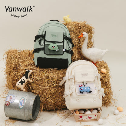 Vanwalk กระเป๋าเป้สำหรับนักเรียนขนาดใหญ่ความจุสูง Spring Ranch V2611
