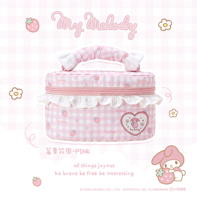 กระเป๋าเครื่องสำอางลายตารางน่ารักโบว์ซีรีส์ Sanrio Vanwalk VS109