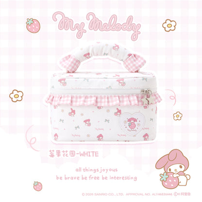 กระเป๋าเครื่องสำอางลายตารางน่ารักโบว์ซีรีส์ Sanrio Vanwalk VS109