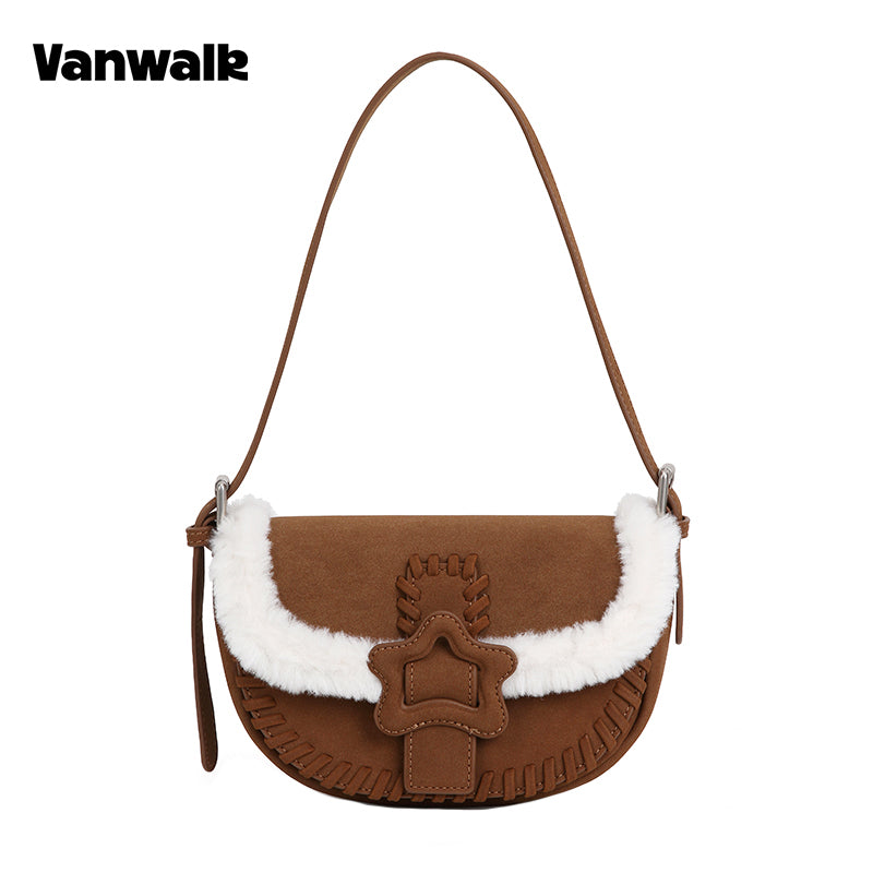 VANWALK 可可派系列经典毛绒原创设计单肩包 V3094