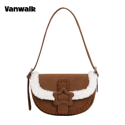 VANWALK 可可派系列经典毛绒原创设计单肩包 V3094