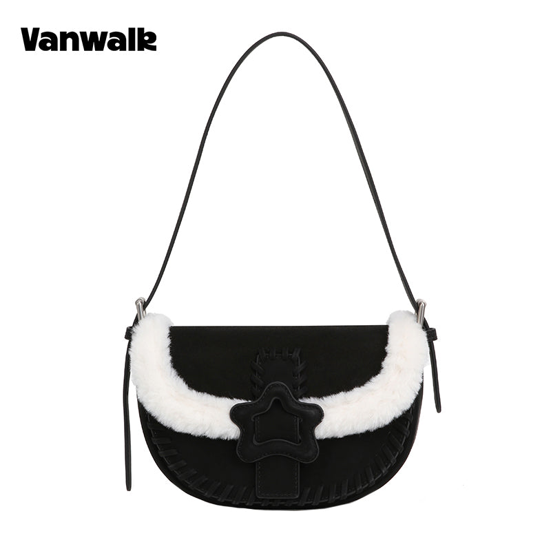 VANWALK 可可派系列经典毛绒原创设计单肩包 V3094