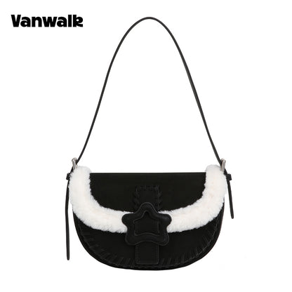 VANWALK 可可派系列经典毛绒原创设计单肩包 V3094